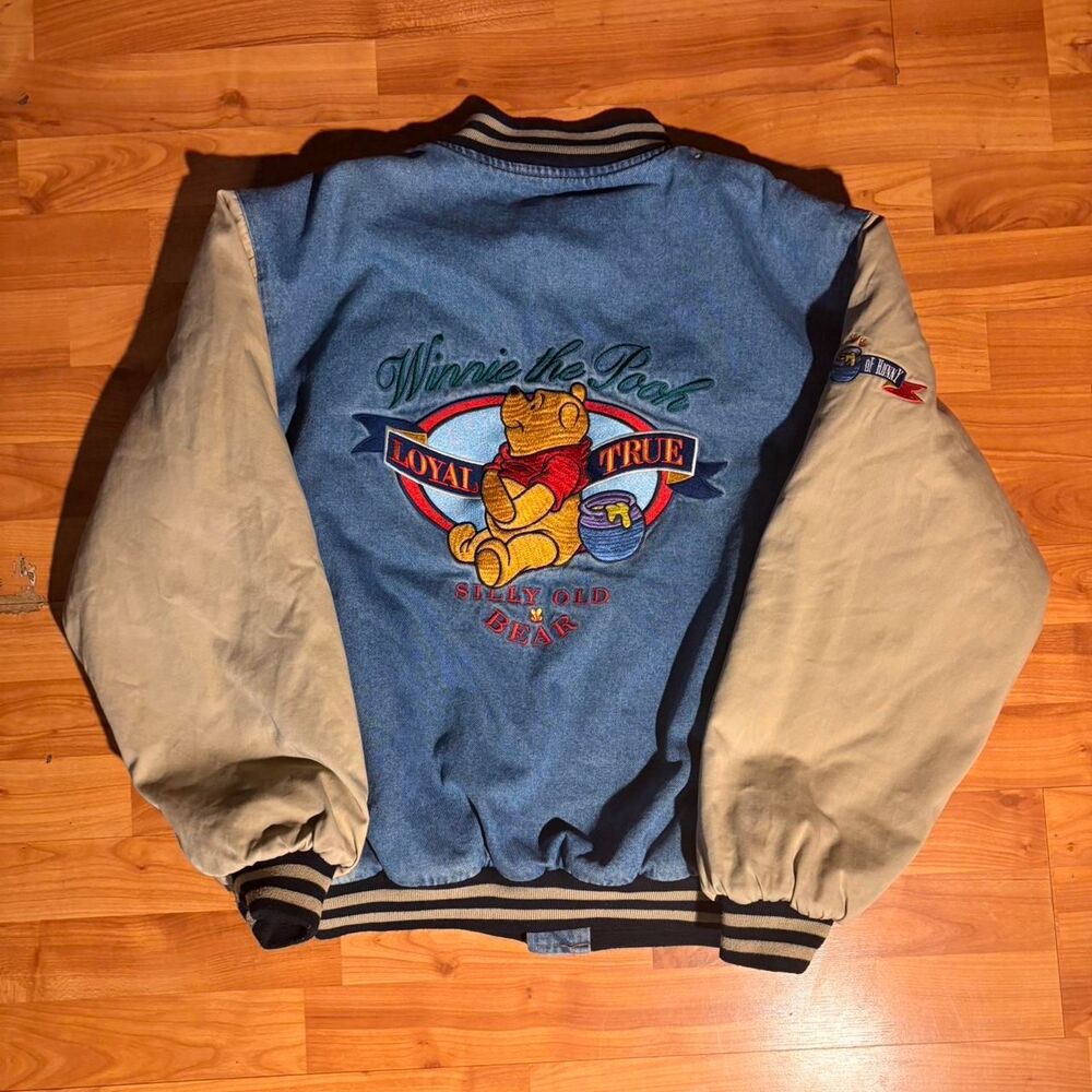 Vintage Disney Winnie The Pooh Varsity Jacket Size L Cartoon Letterman